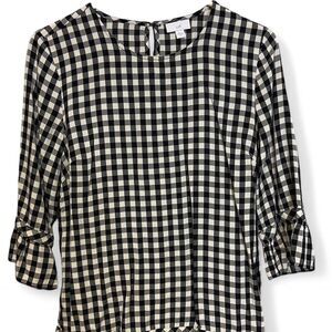 J.Jill black and white gingham blouse size M